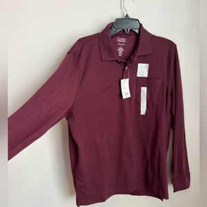Maroon collared button top